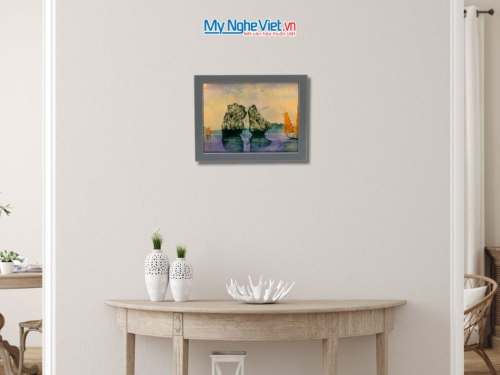 Tranh Sơn Mài Phong Cảnh Vịnh Hạ Long Dát Lá Bạc
