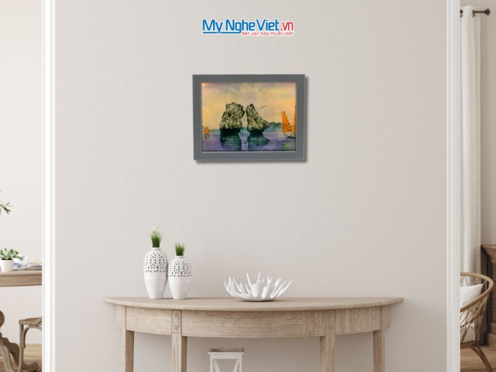 Tranh Sơn Mài Phong Cảnh Vịnh Hạ Long Dát Lá Bạc