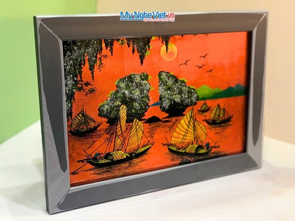 Tranh Sơn Mài Phong Cảnh Vịnh Hạ Long Dát Lá Bạc