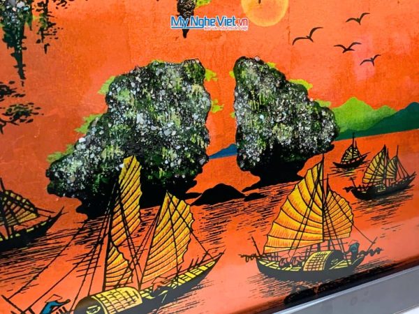 Tranh Sơn Mài Phong Cảnh Vịnh Hạ Long Dát Lá Bạc