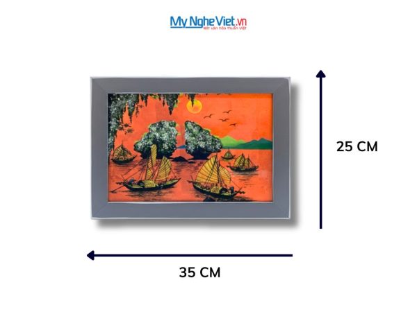 Tranh Sơn Mài Phong Cảnh Vịnh Hạ Long Dát Lá Bạc