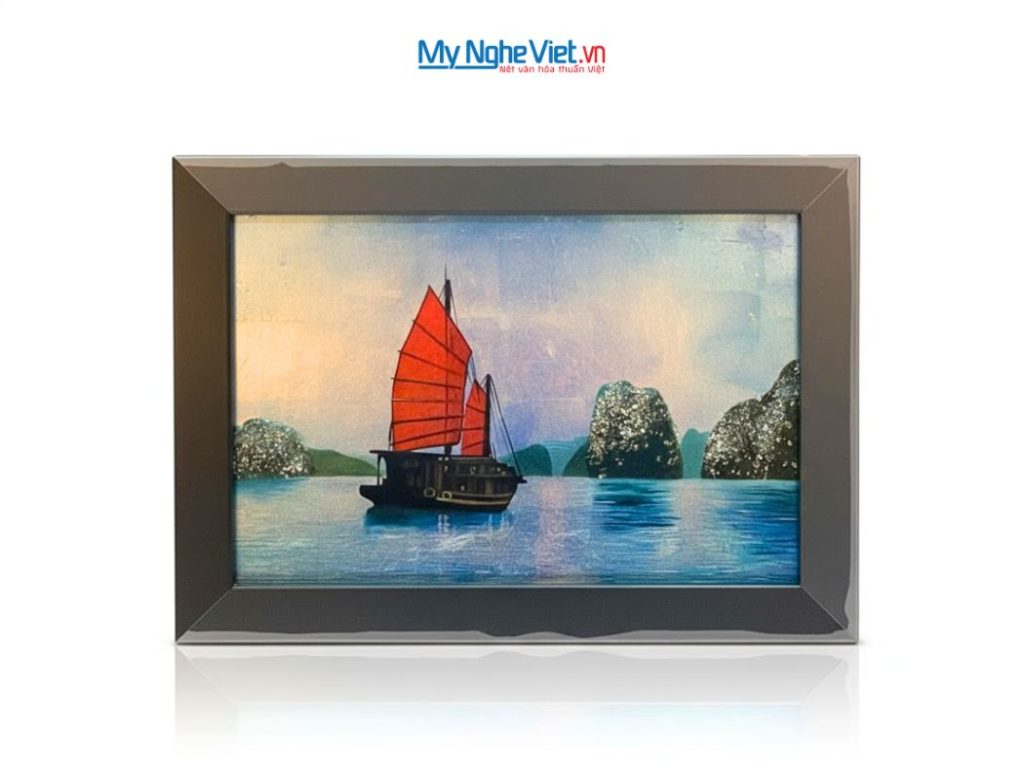 Tranh Sơn Mài Phong Cảnh Vịnh Hạ Long Dát Lá Bạc