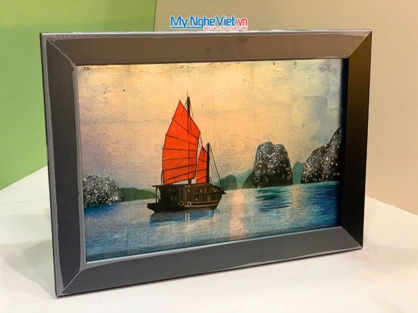 Tranh Sơn Mài Phong Cảnh Vịnh Hạ Long Dát Lá Bạc