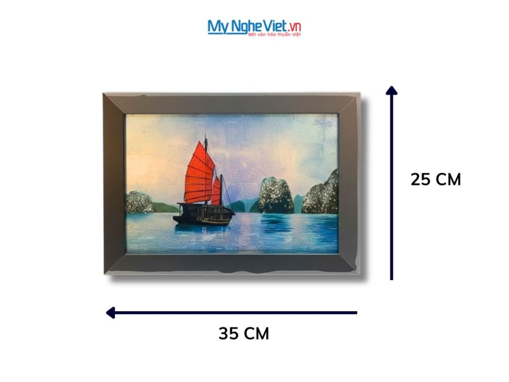 Tranh Sơn Mài Phong Cảnh Vịnh Hạ Long Dát Lá Bạc