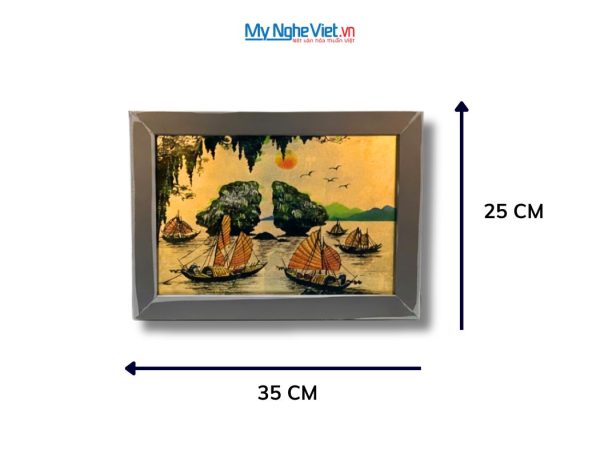 Tranh Sơn Mài Phong Cảnh Vịnh Hạ Long Dát Lá Vàng