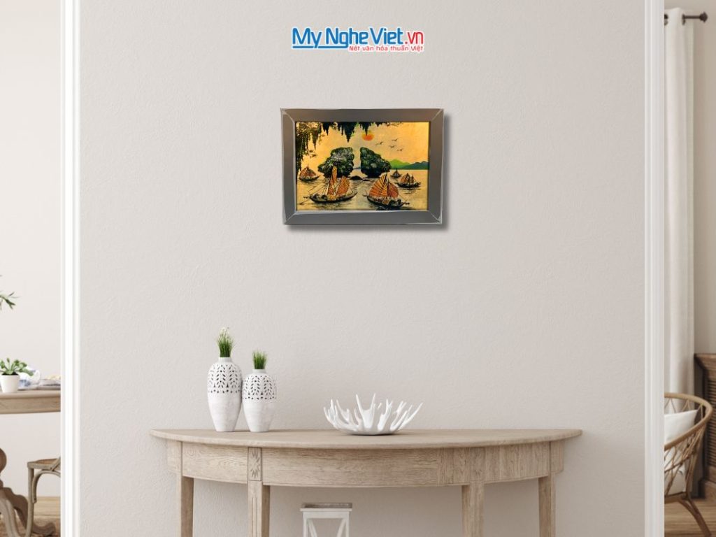 Tranh Sơn Mài Phong Cảnh Vịnh Hạ Long Dát Lá Vàng
