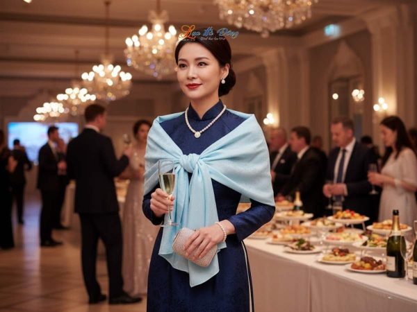 Khăn lụa vân cổ xanh mint Hà Đông 75x175cm KLNL75175/3