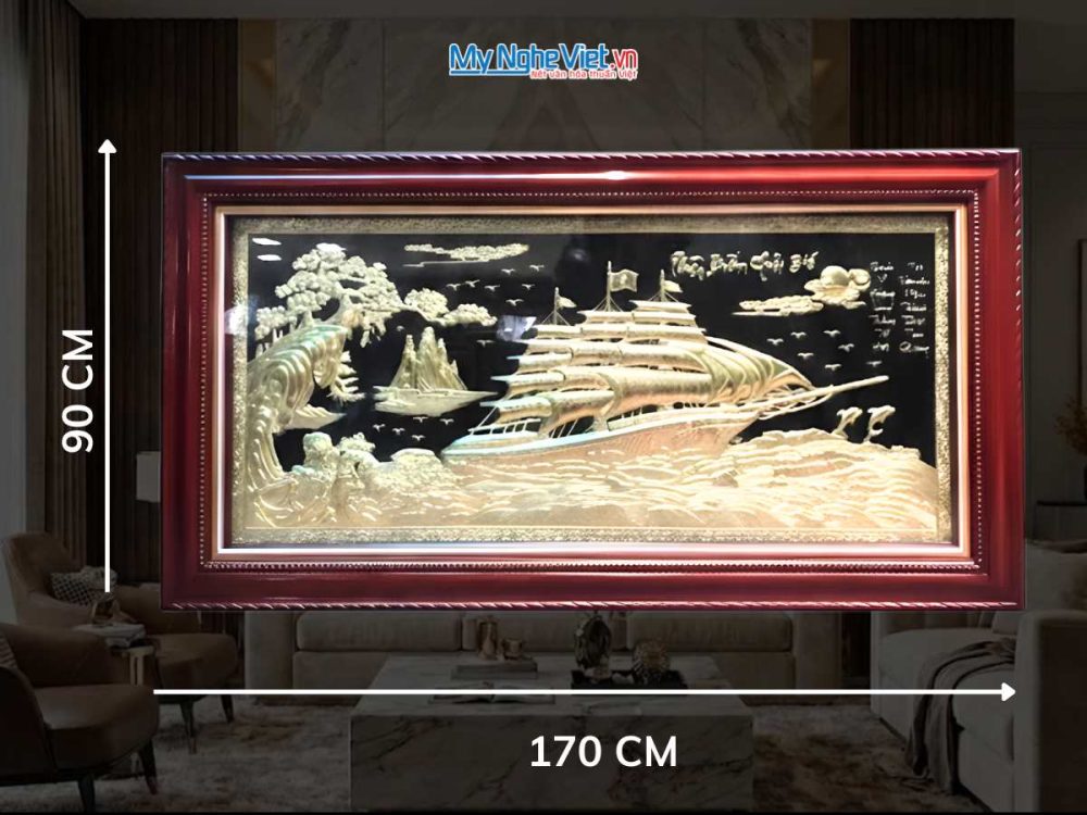 Tranh Đồng thuận buồm xuôi gió cao cấp - Dát vàng 24k MNV-DD9179-1 (HĐ)