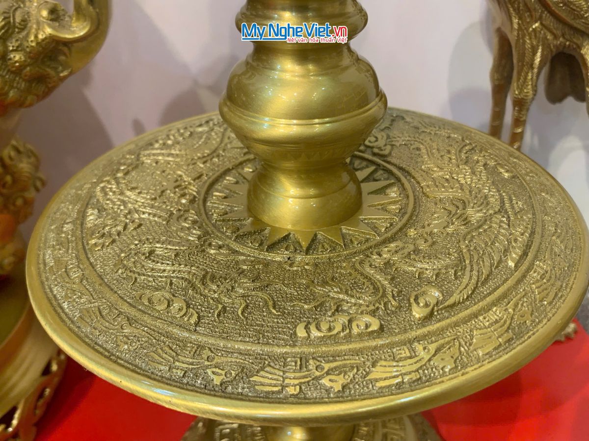 Bộ Đồ Thờ Cúng Đồng Vàng Đậm 11 Món - Ảnh 5
