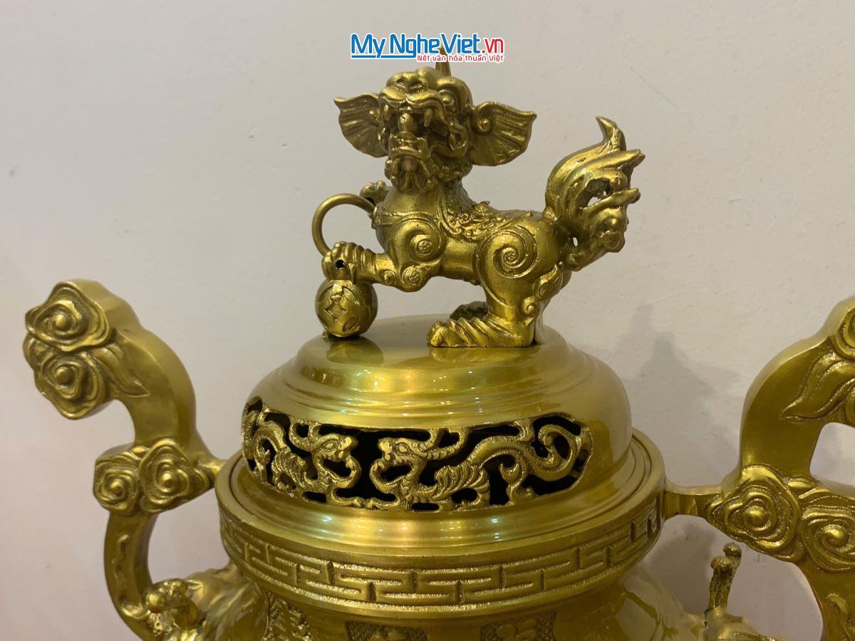 Bộ Đồ Thờ Cúng Đồng Vàng Đậm 11 Món - Ảnh 6