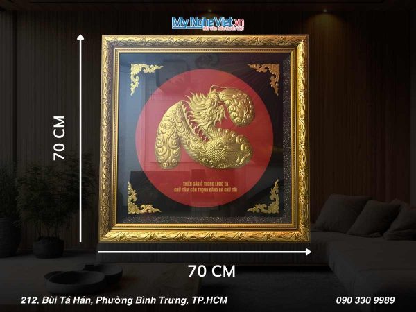 Tranh đồng chữ Tâm 70x70(cm) hóa rồng