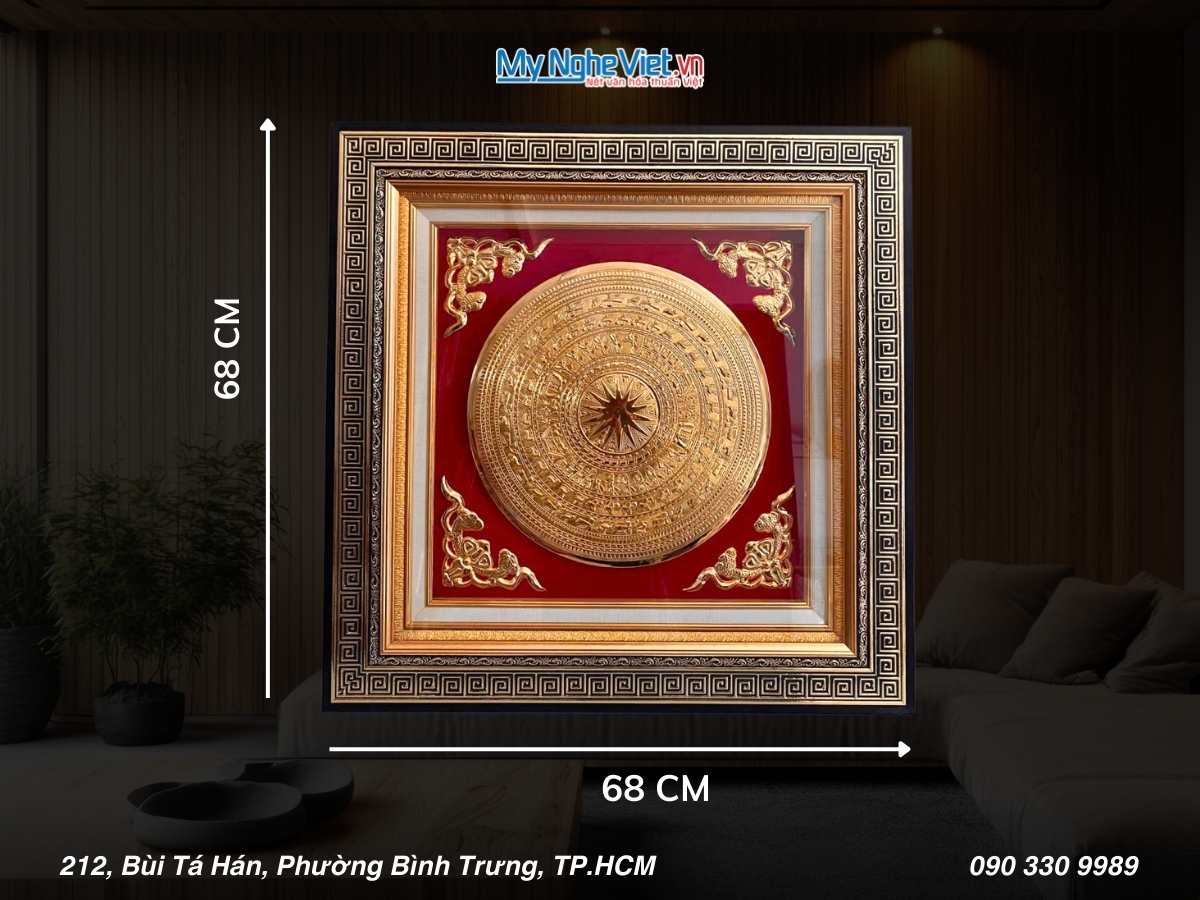 Tranh Đồng Hoạ Tiết bản đồ 68x68cm