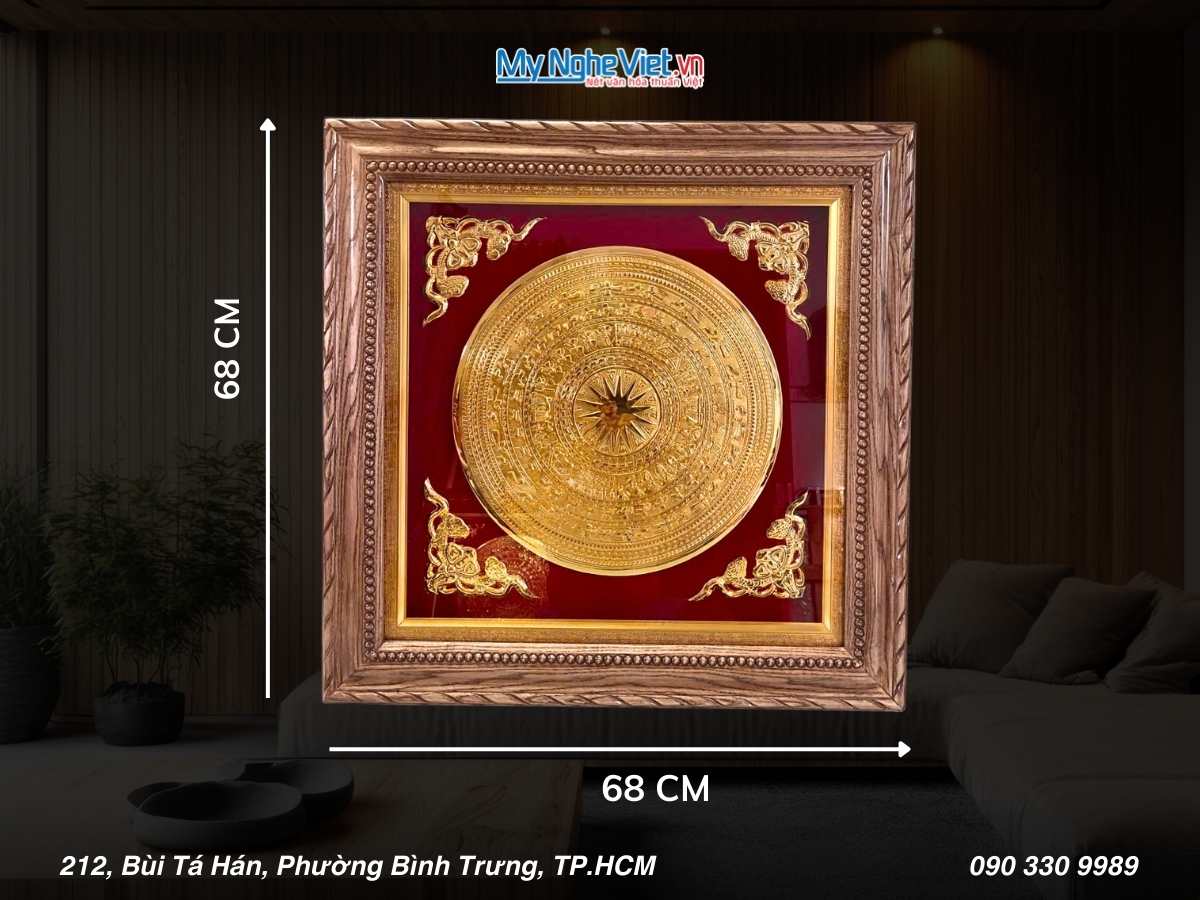 Tranh Đồng Hoạ Tiết bản đồ 68x68cm