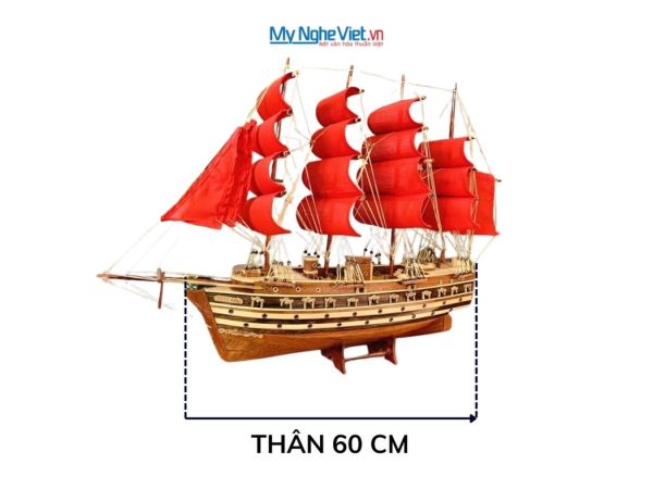 Mô hình tàu chiến Jylland (Thân 60cm) buồm đỏ