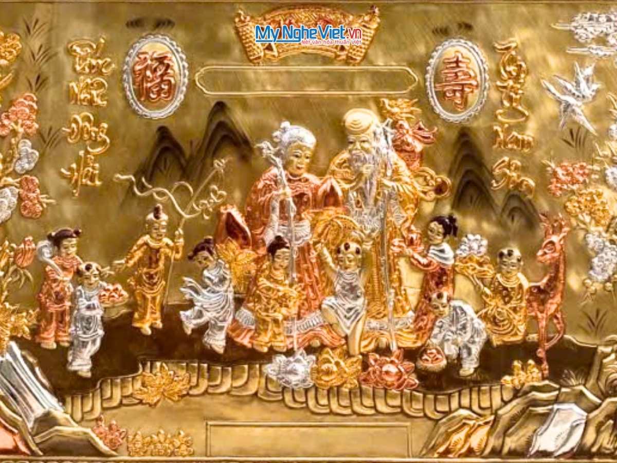 Tranh Đồng Mừng Thọ Ông Bà 75x115cm (HĐ) - Ảnh 3