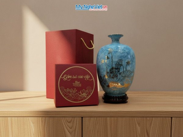Bình hút tài lộc men vân đá chữ Đức