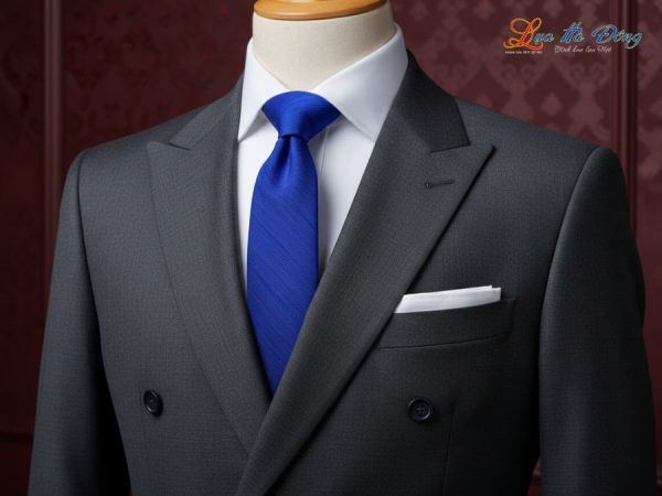 Cà vạt lụa đũi cao cấp màu xanh dương