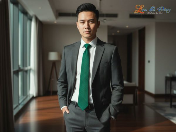 Cà vạt lụa đũi cao cấp màu xanh lá