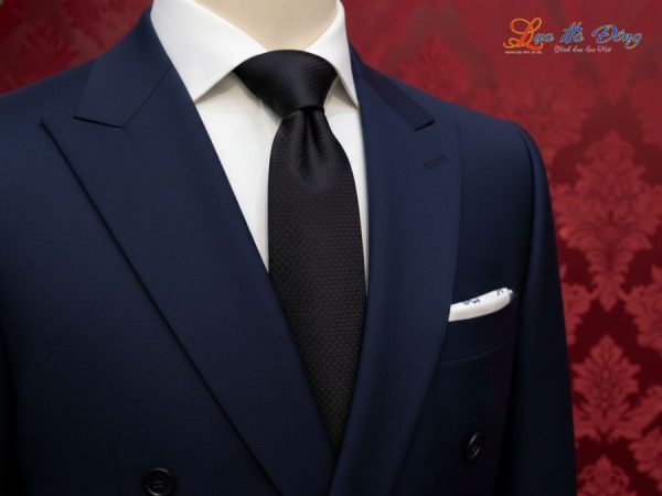 Cà vạt lụa tơ tằm họa tiết chấm bi đen