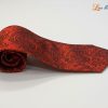 Cà vạt lụa tơ tằm họa tiết đuôi công cam