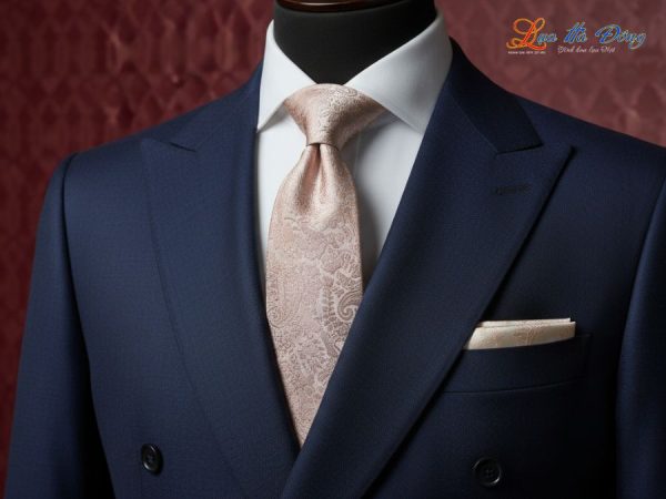 Cà vạt lụa tơ tằm họa tiết đuôi công hồng