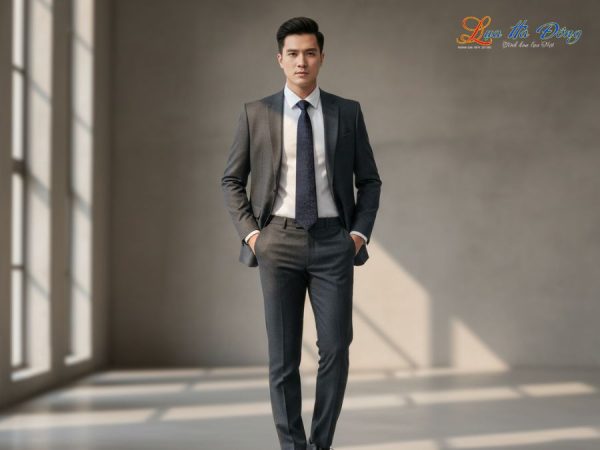 Cà vạt lụa tơ tằm họa tiết hoa bốn cánh tím