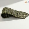 Cà vạt lụa tơ tằm họa tiết hoa bốn cánh vàng