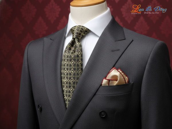 Cà vạt lụa tơ tằm họa tiết hoa bốn cánh vàng