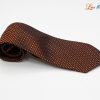 Cà vạt lụa tơ tằm họa tiết ô vuông cam