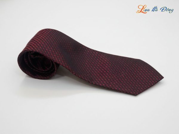 Cà vạt lụa tơ tằm họa tiết ô vuông đỏ