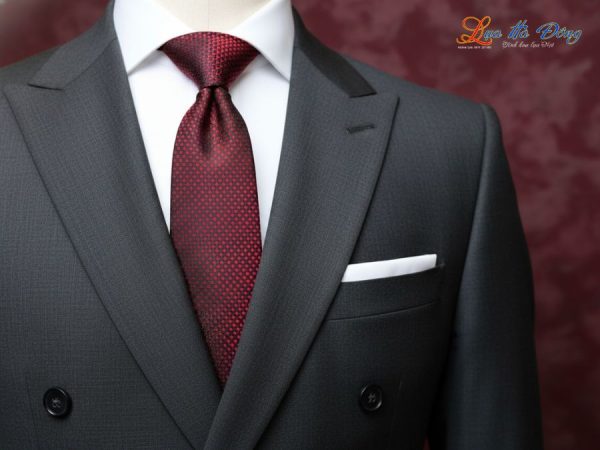 Cà vạt lụa tơ tằm họa tiết ô vuông đỏ