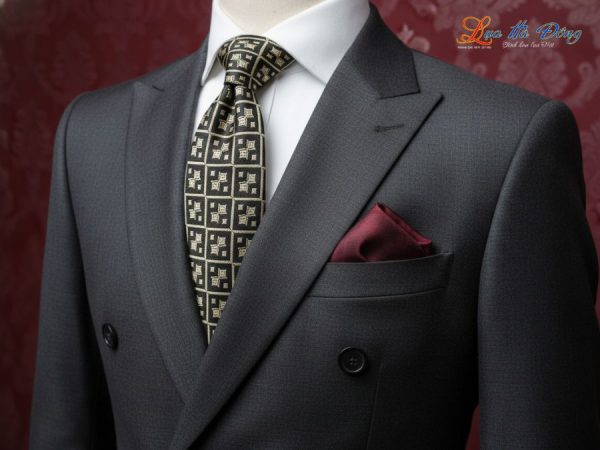 Cà vạt lụa tơ tằm họa tiết ô vuông vàng