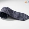 Cà vạt lụa tơ tằm họa tiết ô vuông xám