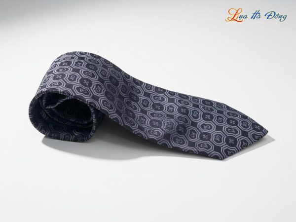 Cà vạt lụa tơ tằm họa tiết ô vuông xám