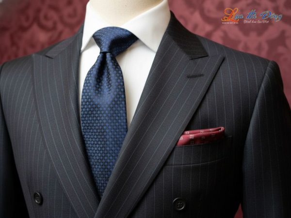 Cà vạt lụa tơ tằm họa tiết ô vuông xanh đen