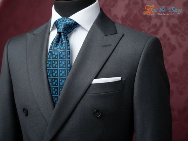 Cà vạt lụa tơ tằm họa tiết ô vuông xanh dương