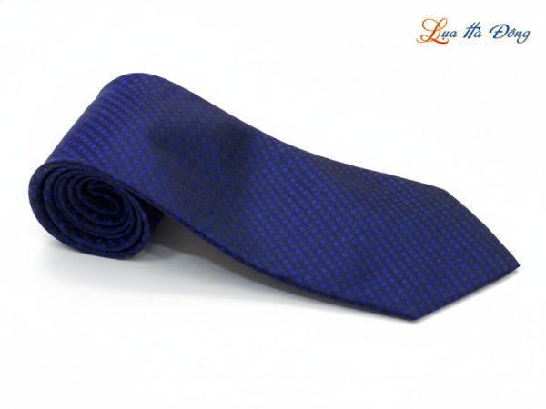 Cà vạt lụa tơ tằm họa tiết ô vuông xanh tím