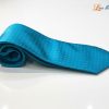 Cà vạt lụa tơ tằm họa tiết xanh chấm bi vàng