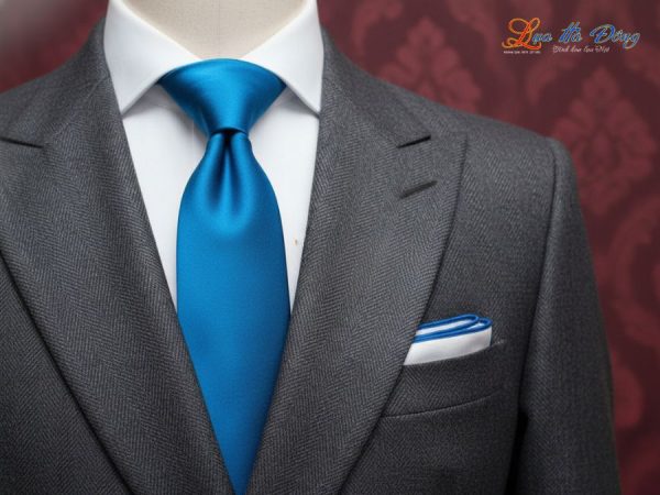 Cà vạt lụa tơ tằm trơn màu xanh dương