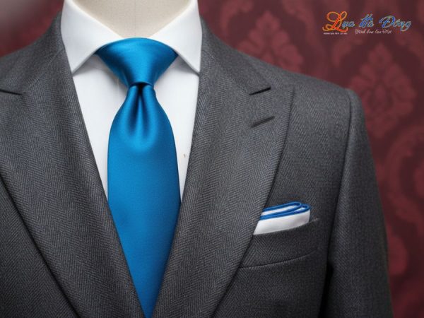 Cà vạt lụa tơ tằm trơn màu xanh dương