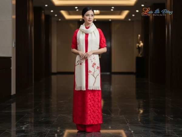 Khăn lụa dệt hoa vẽ tay 100% silk cao cấp