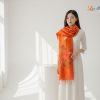 Khăn lụa tơ tằm 100% silk họa tiết hoa sen vẽ tay