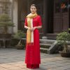 Khăn lụa tơ tằm loang màu vàng đồng 100% silk