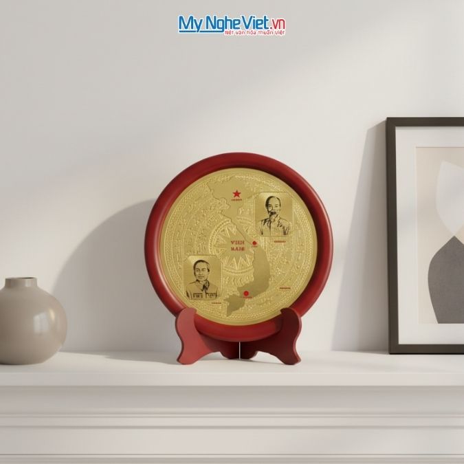 Tranh đĩa đồng để bàn - Quà tặng đại hội 2026