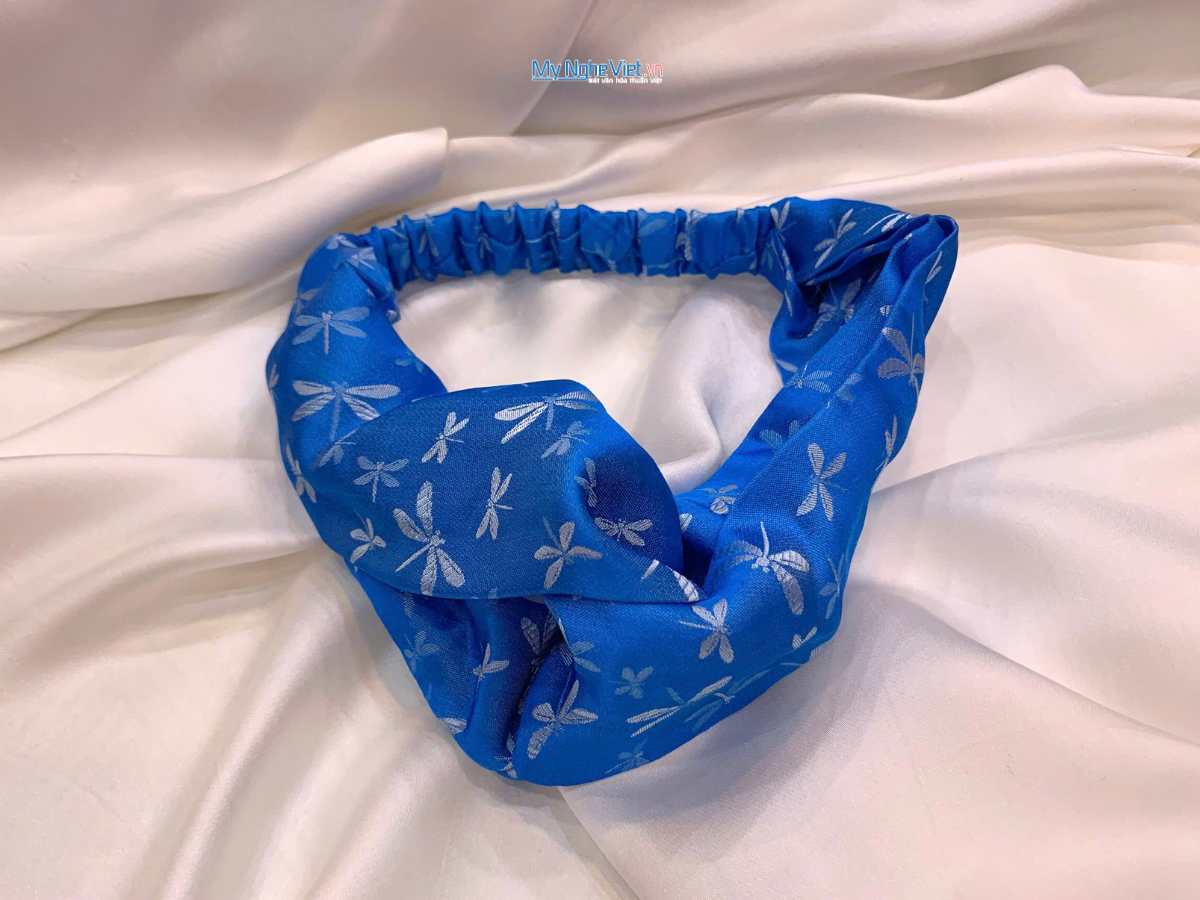 Băng đô cài tóc lụa Hà Đông họa tiết chuồn chuồn - Ảnh 2