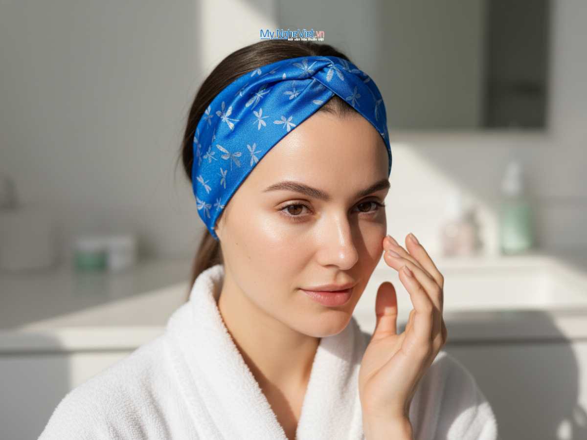 Băng đô cài tóc lụa Hà Đông họa tiết chuồn chuồn