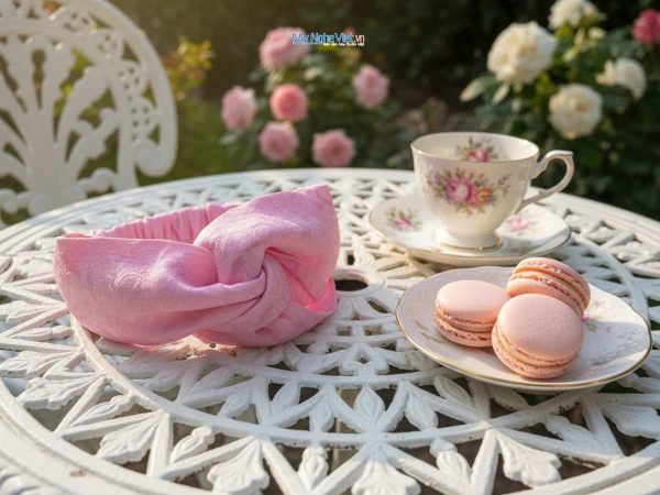 Băng đô cài tóc lụa Hà Đông màu hồng