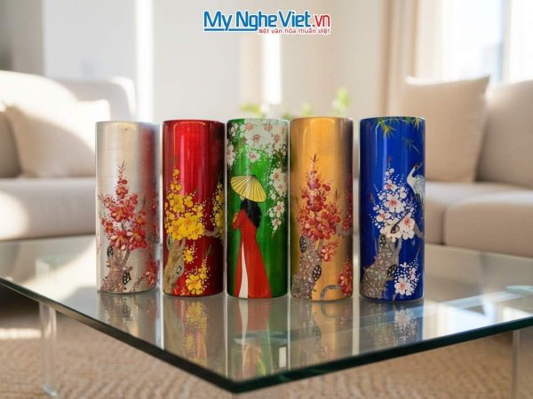 Lọ hoa sơn mài dáng trụ