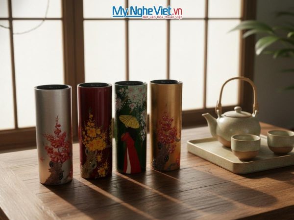 Lọ hoa sơn mài dáng trụ