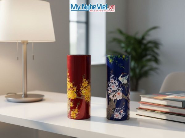 Lọ hoa sơn mài dáng trụ